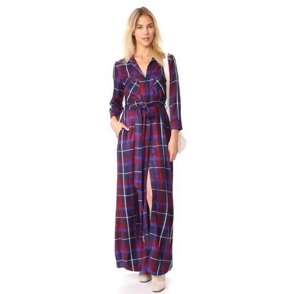 L'AGENCE Dresses & Skirts - L'AGENCE Cameron Plaid Rayon Maxi Shirt Dress with Pockets XS NO BELT